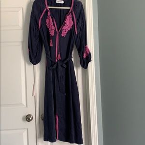 Line + Dot Large blue and pink embroidered dress